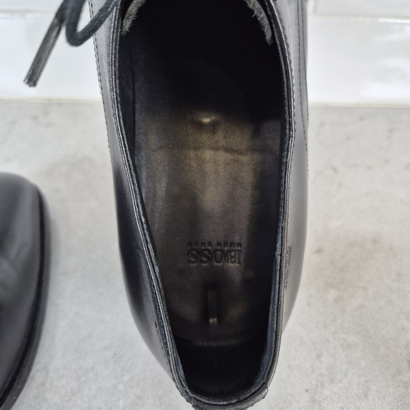 HUGO BOSS Size 11 Leather Derby Oxford Shoes Black 50190694‎ main image 4
